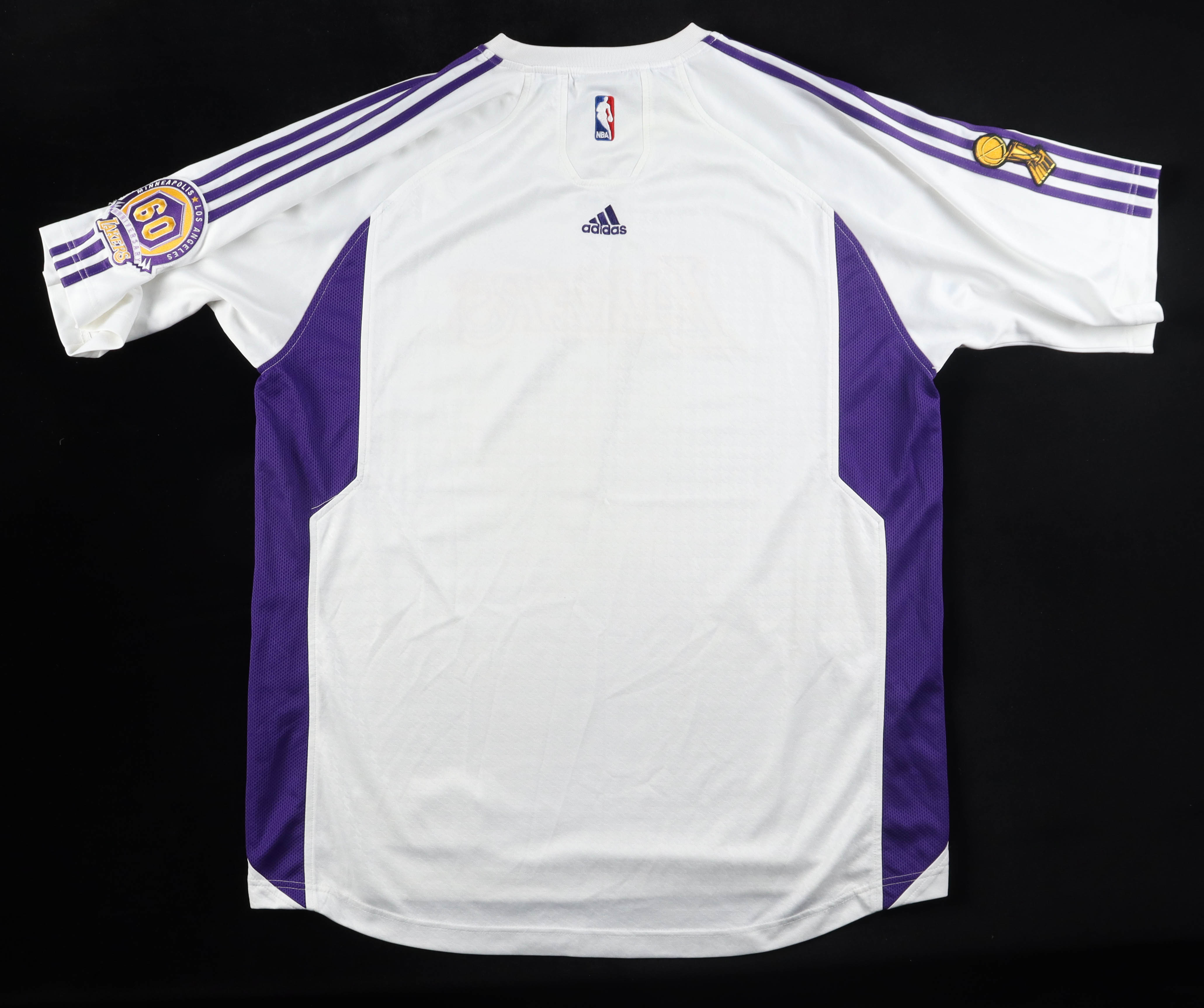 Kobe Bryant Player-Worn 2007-08 Lakers Adidas Warm-Up Suit With 2 Pairs of Pants With Lakers 60th Anniversary & Larry O'Brian Patch (Grey Flannel LOA & MEARS) at PristineAuction.com Kobe Bryant Player-Worn 2007-08 Lakers Adidas Warm-Up Suit With 2 Pairs of Pants With Lakers 60th Anniversary & Larry O'Brian Patch (Grey Flannel LOA & MEARS) at PristineAuction.com