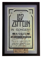 Led Zeppelin Custom Framed Display with Original 1980 Concert Ticket & Chicago Stadium Letter of Provenance at PristineAuction.com
