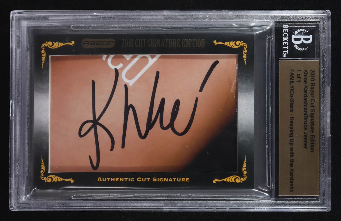 Khloe Kardashian / Bruce Jenner 2010 Razor Cut Signature Edition 1 of 1 (BGS) at PristineAuction.com Khloe Kardashian / Bruce Jenner 2010 Razor Cut Signature Edition 1 of 1 (BGS) at PristineAuction.com