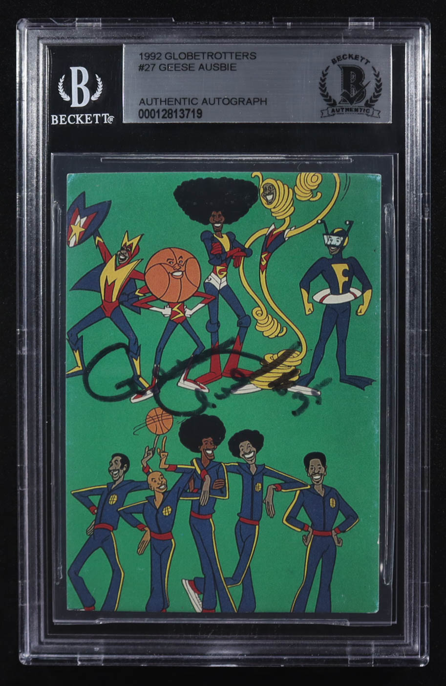 Geese Ausbie Signed 1992 Comic Images Globetrotters #27 (BGS) at PristineAuction.com Geese Ausbie Signed 1992 Comic Images Globetrotters #27 (BGS) at PristineAuction.com