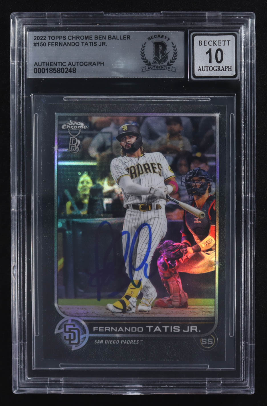 Fernando Tatis Jr. Signed 2022 Topps Chrome Ben Baller #150 (BGS Encapsulated) at PristineAuction.com Fernando Tatis Jr. Signed 2022 Topps Chrome Ben Baller #150 (BGS Encapsulated) at PristineAuction.com