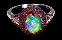 2.10 Carats Opal & Ruby Ring | $1,600 Estimated Retail Value (UGL Cert) | Brand New at PristineAuction.com