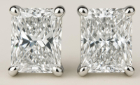 2.15 Carats Lab Grown Diamond Stud Earrings E, VS2 | $4,000 Estimated Retail Value (UGL & IGI Certs) | Brand New | Radiant Cut at PristineAuction.com