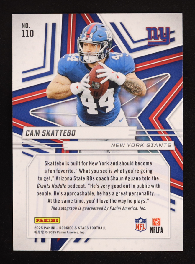 Cam Skattebo 2025 Rookies and Stars Signatures #110 RC at PristineAuction.com Cam Skattebo 2025 Rookies and Stars Signatures #110 RC at PristineAuction.com