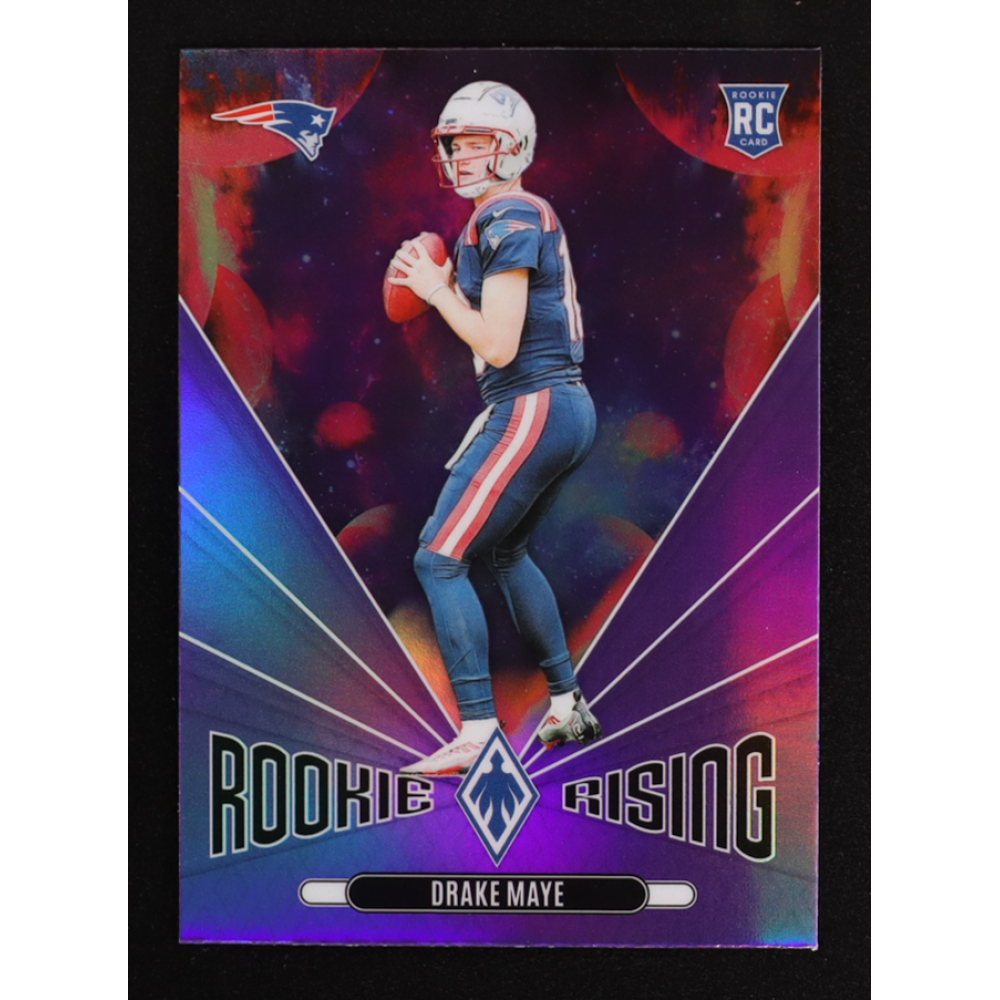 Drake Maye 2024 Panini Phoenix Rookie Rising Purple #44 RC at PristineAuction.com