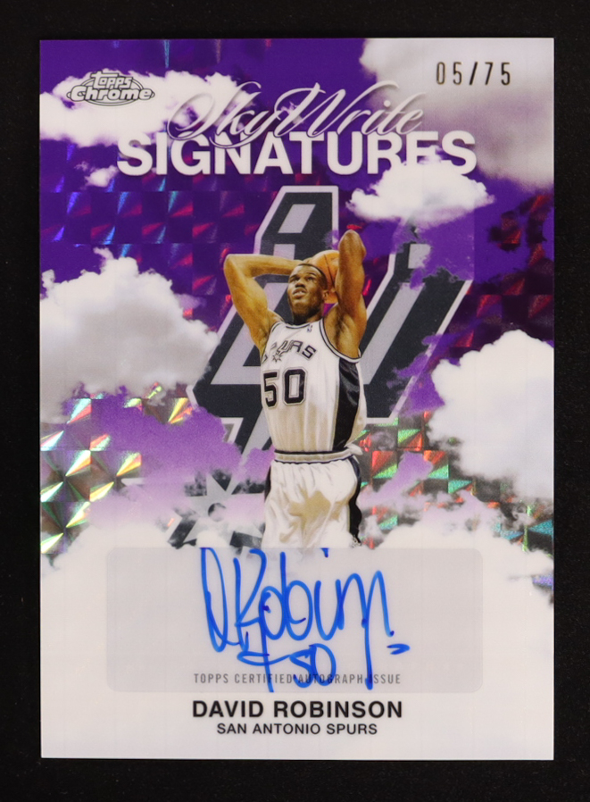 David Robinson 2025-26 Topps Chrome Sky Write Autographs Purple Refractors #SWSDR #05/75 at PristineAuction.com David Robinson 2025-26 Topps Chrome Sky Write Autographs Purple Refractors #SWSDR #05/75 at PristineAuction.com
