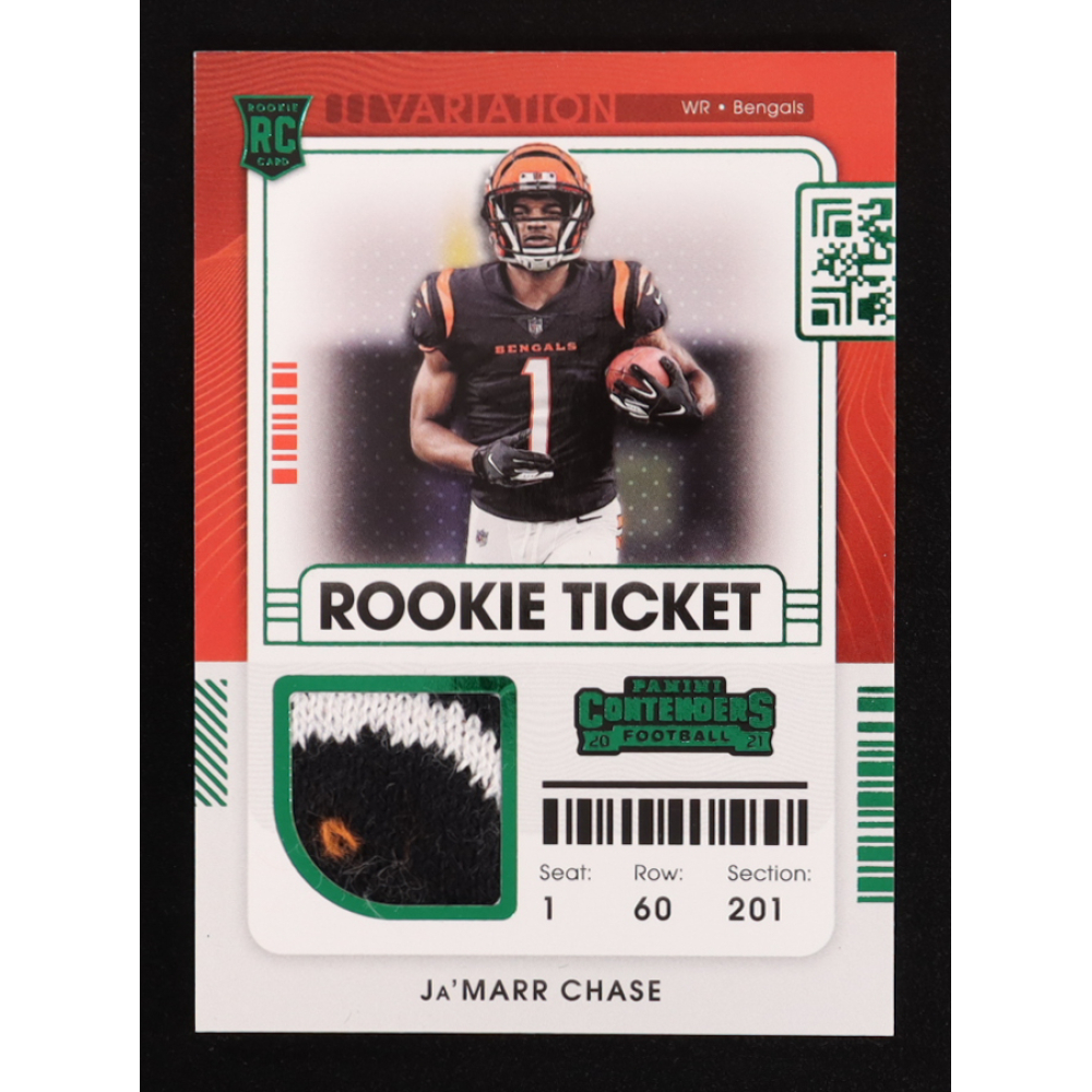 Ja'Marr Chase 2021 Panini Contenders Rookie Ticket Swatches Variation #5 RC at PristineAuction.com