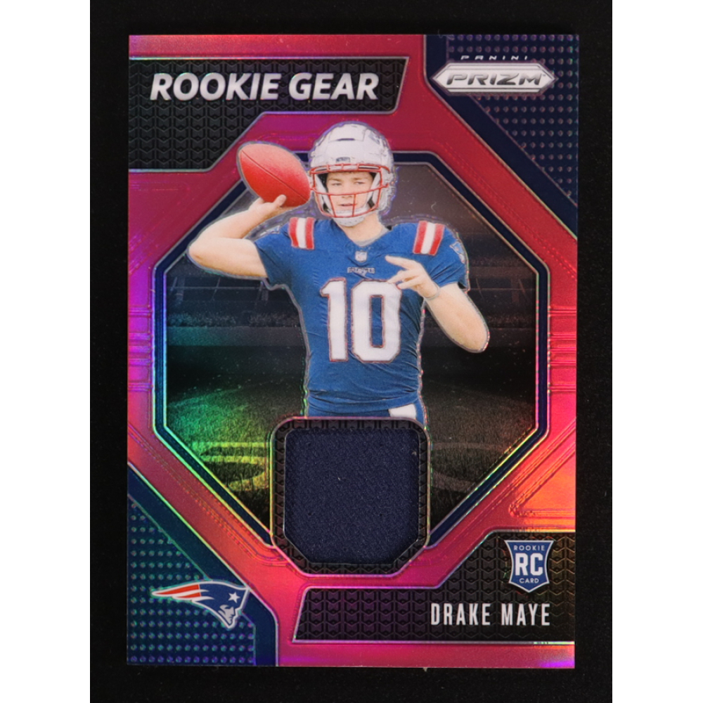 Drake Maye 2024 Panini Prizm Rookie Gear Pink #6 RC at PristineAuction.com