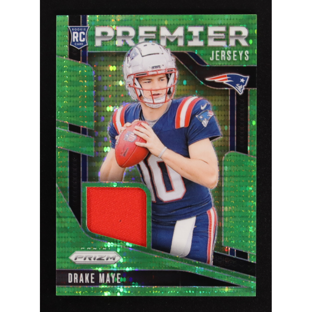 Drake Maye 2024 Panini Prizm Premier Jerseys Neon Green Pulsar #6 RC at PristineAuction.com