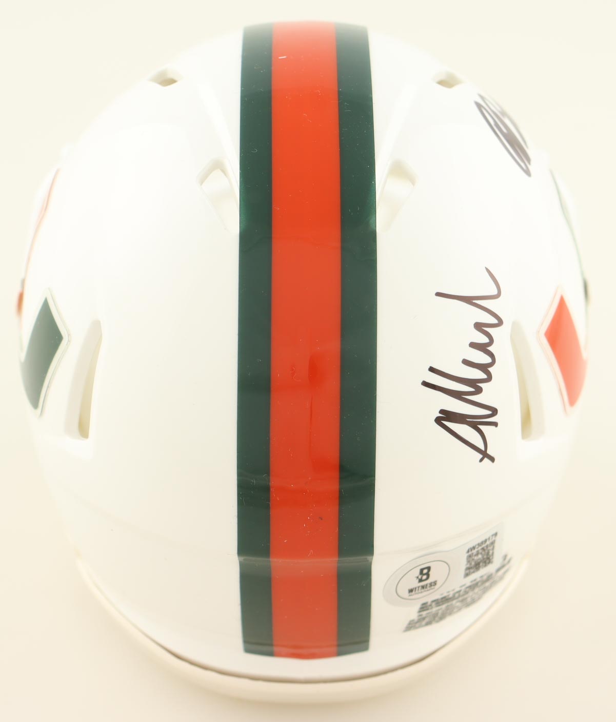 Rueben Bain Jr. & Akheem Mesidor Signed Miami Hurricanes Speed Mini Helmet (Beckett) at PristineAuction.com Rueben Bain Jr. & Akheem Mesidor Signed Miami Hurricanes Speed Mini Helmet (Beckett) at PristineAuction.com