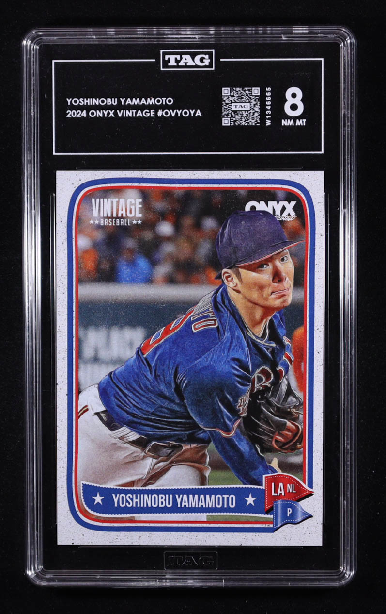 Yoshinobu Yamamoto 2024 Onyx Vintage #OVYOYA (TAG 8) at PristineAuction.com Yoshinobu Yamamoto 2024 Onyx Vintage #OVYOYA (TAG 8) at PristineAuction.com