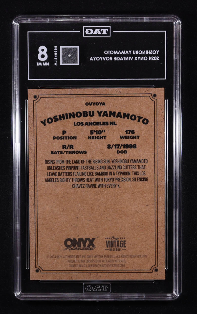 Yoshinobu Yamamoto 2024 Onyx Vintage #OVYOYA (TAG 8) at PristineAuction.com Yoshinobu Yamamoto 2024 Onyx Vintage #OVYOYA (TAG 8) at PristineAuction.com
