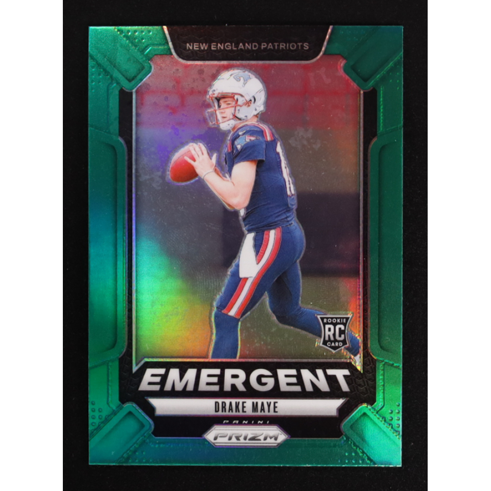 Drake Maye 2024 Panini Prizm Emergent Prizms Green #4 RC at PristineAuction.com