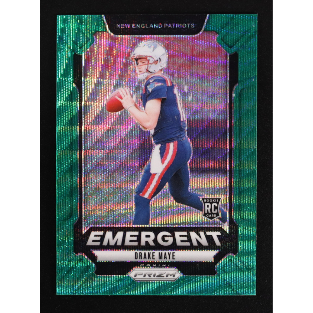 Drake Maye 2024 Panini Prizm Emergent Prizms Green Wave #4 RC at PristineAuction.com