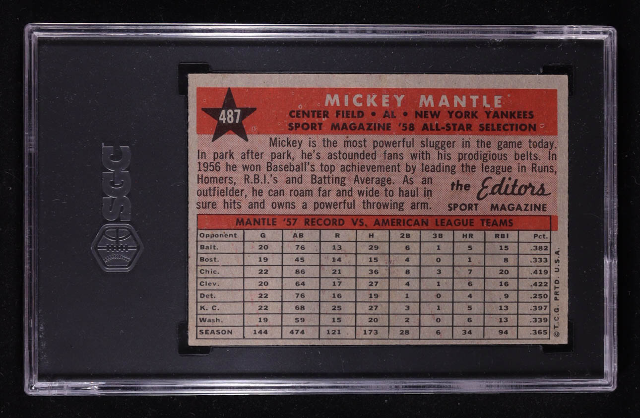 Mickey Mantle 1958 Topps #487 AS TP (SGC 4.5) at PristineAuction.com Mickey Mantle 1958 Topps #487 AS TP (SGC 4.5) at PristineAuction.com