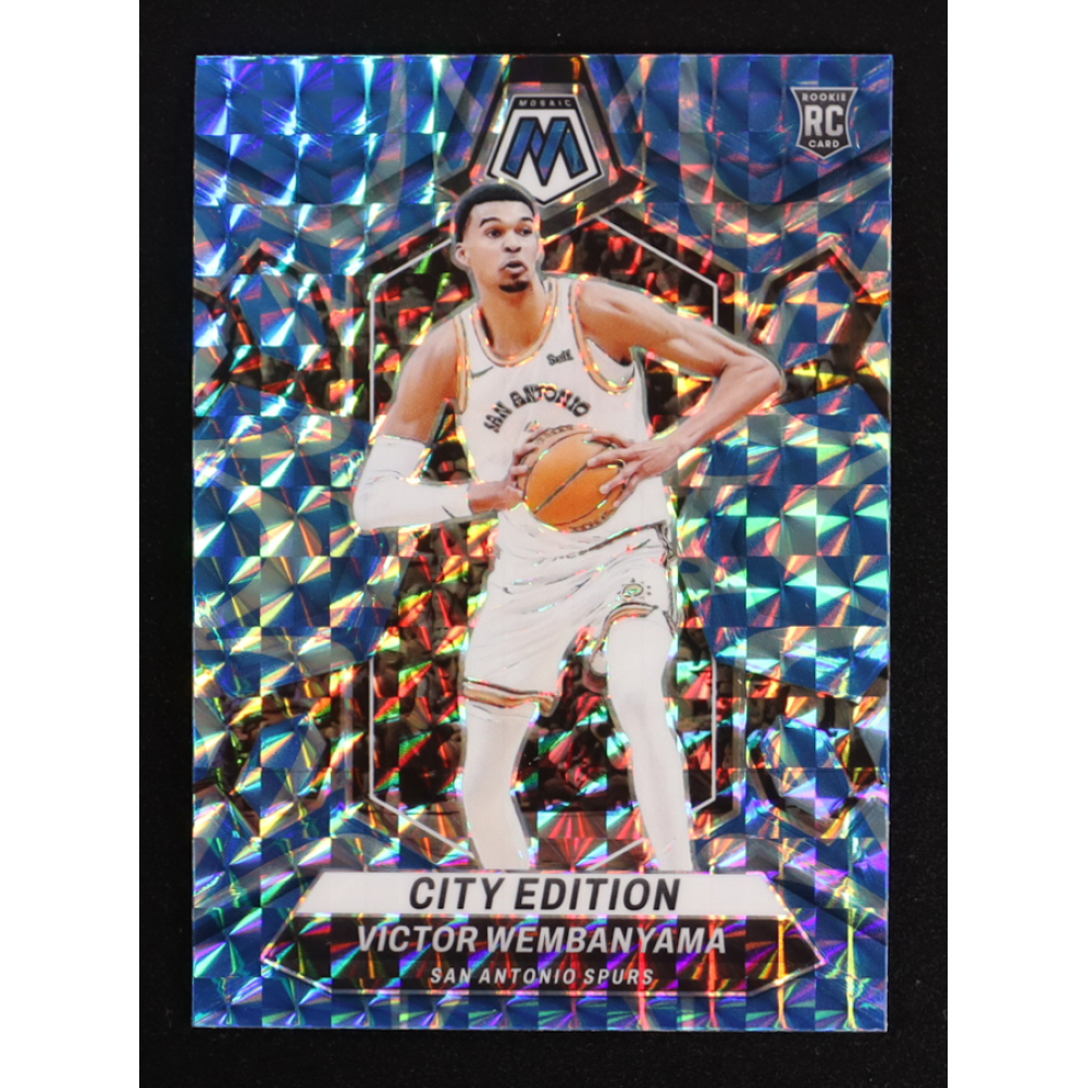 Victor Wembanyama 2023-24 Panini Mosaic Mosaic Reactive Blue City Edition #282 RC at PristineAuction.com