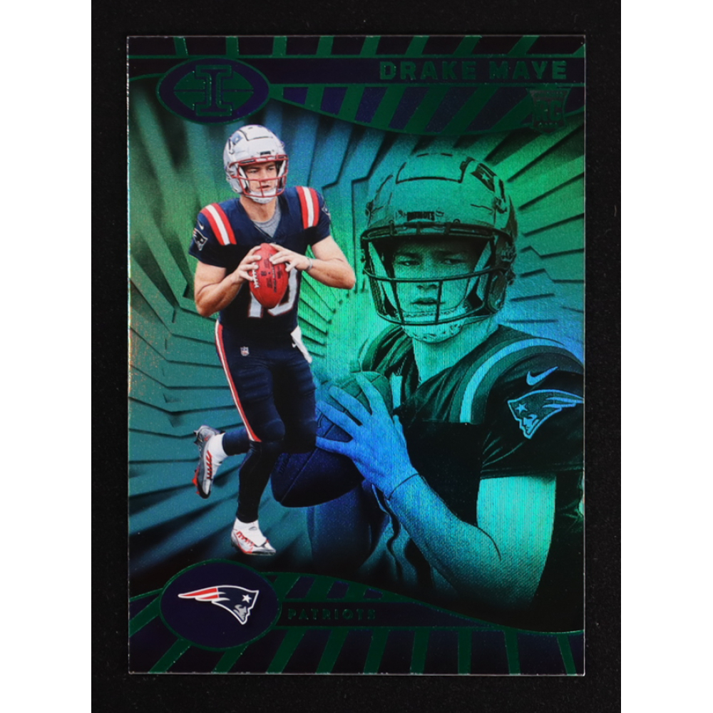 Drake Maye 2024 Panini Illusions Trophy Collection Emerald #59 RC at PristineAuction.com