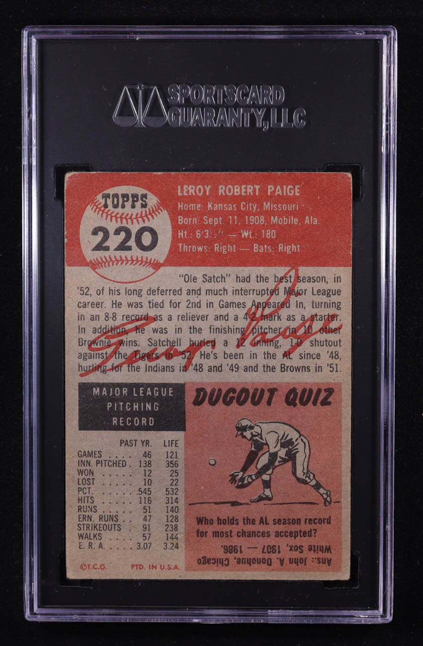 Satchel Paige 1953 Topps #220 (SGC 4) at PristineAuction.com Satchel Paige 1953 Topps #220 (SGC 4) at PristineAuction.com