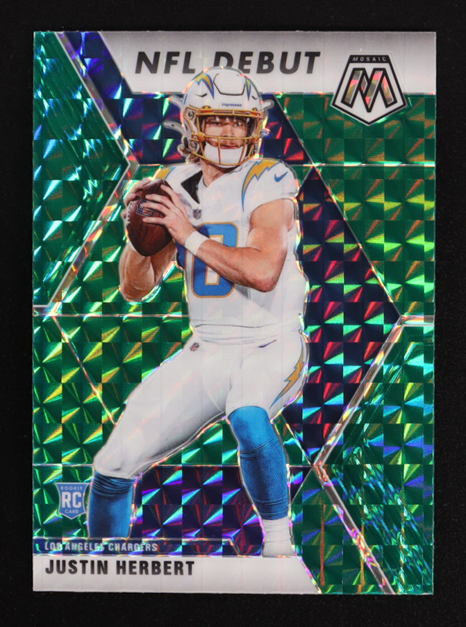 Justin Herbert 2020 Panini Mosaic Mosaic Green DEB #263 RC at PristineAuction.com Justin Herbert 2020 Panini Mosaic Mosaic Green DEB #263 RC at PristineAuction.com
