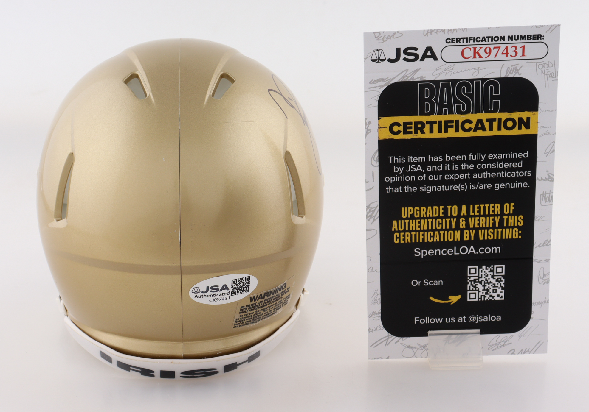 Tim Brown Signed Notre Dame Fighting Irish Speed Mini Helmet Inscribed "Heisman '87" (JSA) at PristineAuction.com Tim Brown Signed Notre Dame Fighting Irish Speed Mini Helmet Inscribed "Heisman '87" (JSA) at PristineAuction.com
