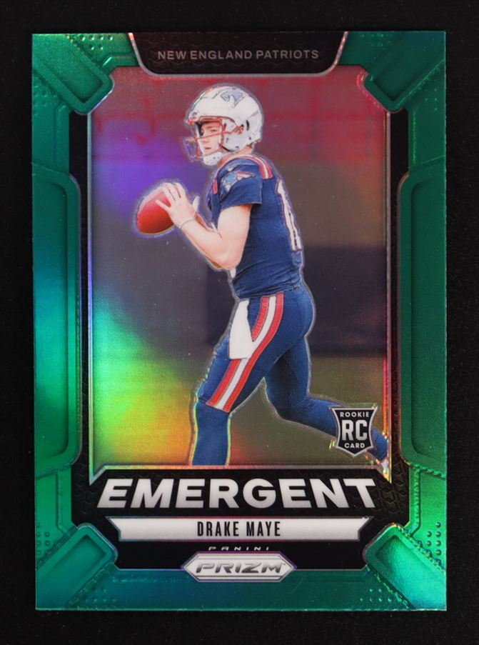 Drake Maye 2024 Panini Prizm Emergent Prizms Green #4 RC at PristineAuction.com Drake Maye 2024 Panini Prizm Emergent Prizms Green #4 RC at PristineAuction.com