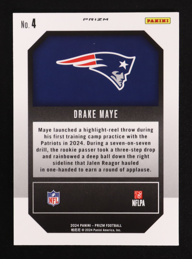Drake Maye 2024 Panini Prizm Emergent Prizms Green #4 RC at PristineAuction.com Drake Maye 2024 Panini Prizm Emergent Prizms Green #4 RC at PristineAuction.com