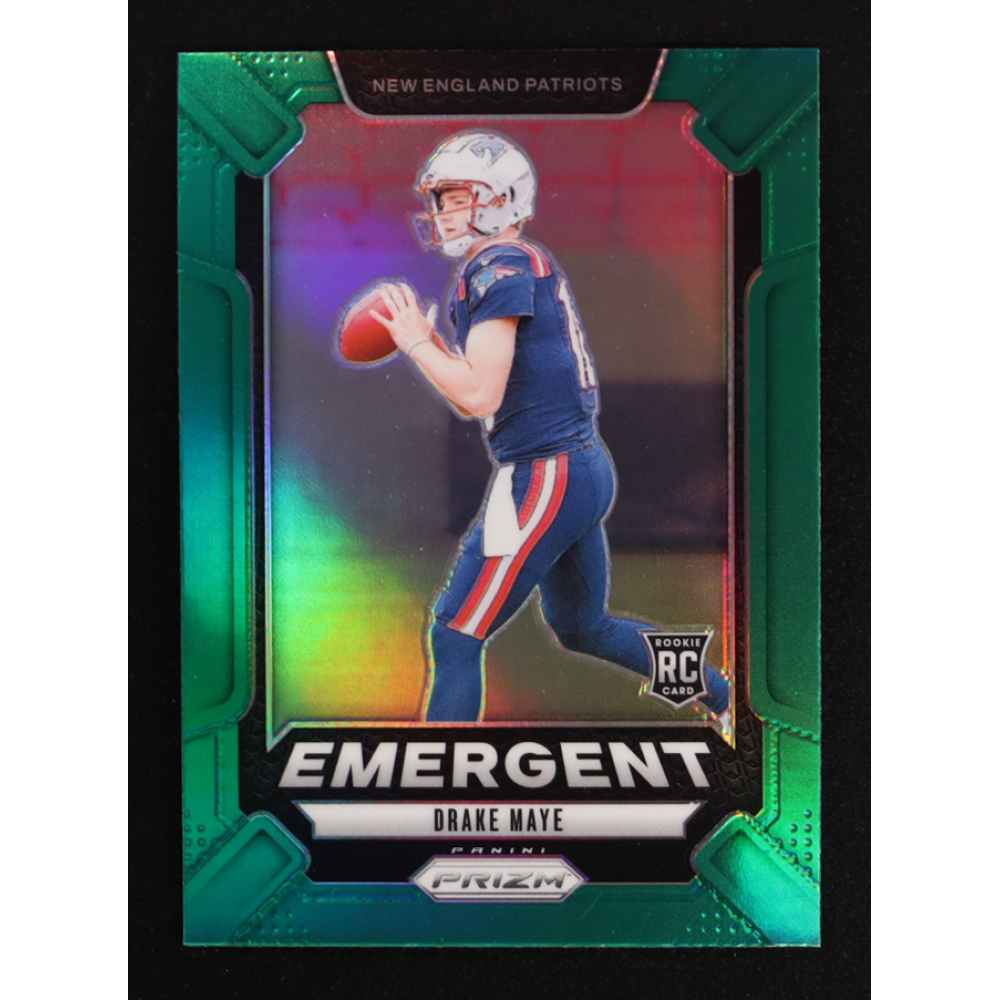 Drake Maye 2024 Panini Prizm Emergent Prizms Green #4 RC at PristineAuction.com
