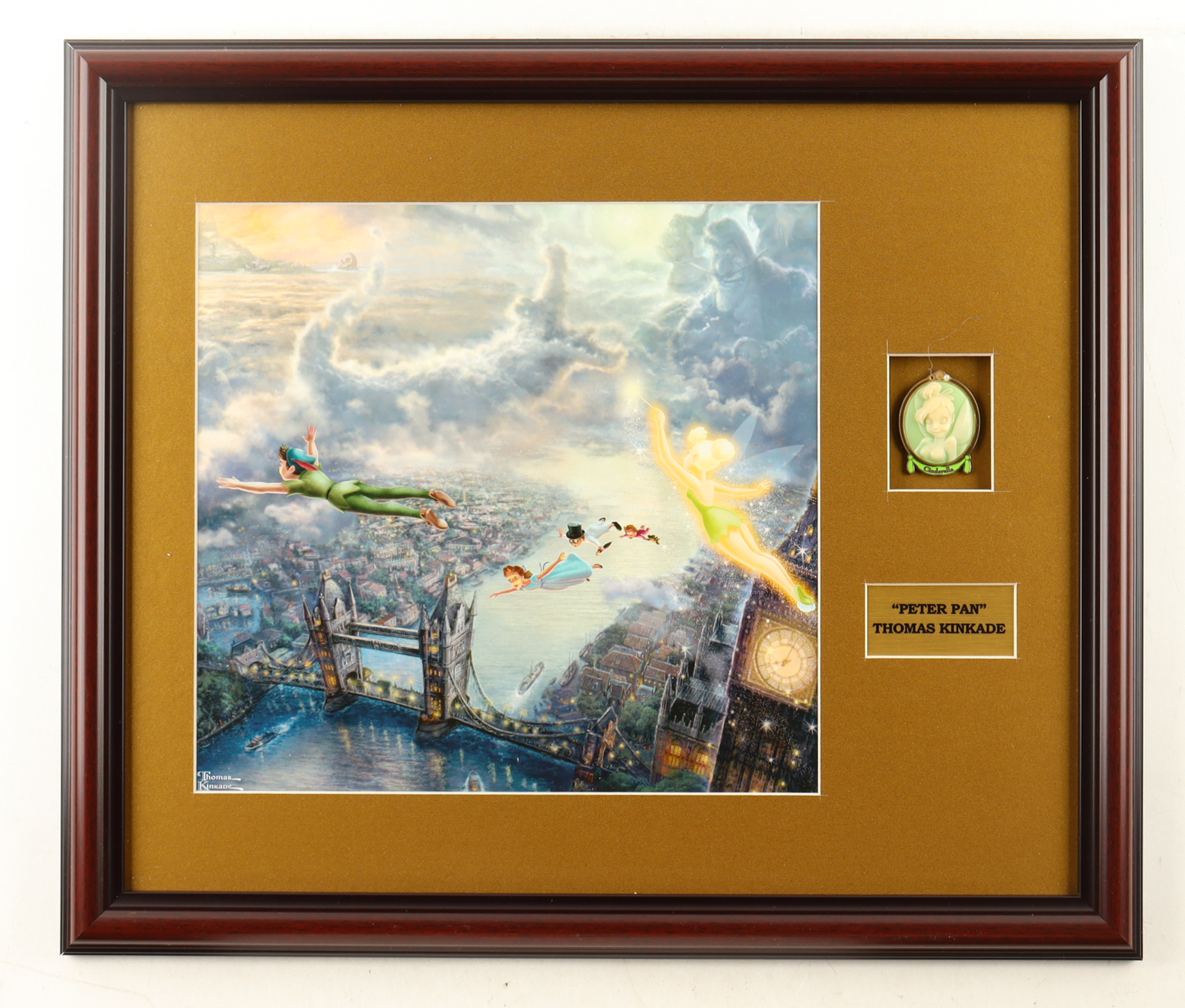 "Peter Pan" by Thomas Kinkade Custom Framed Art Print Display at PristineAuction.com "Peter Pan" by Thomas Kinkade Custom Framed Art Print Display at PristineAuction.com