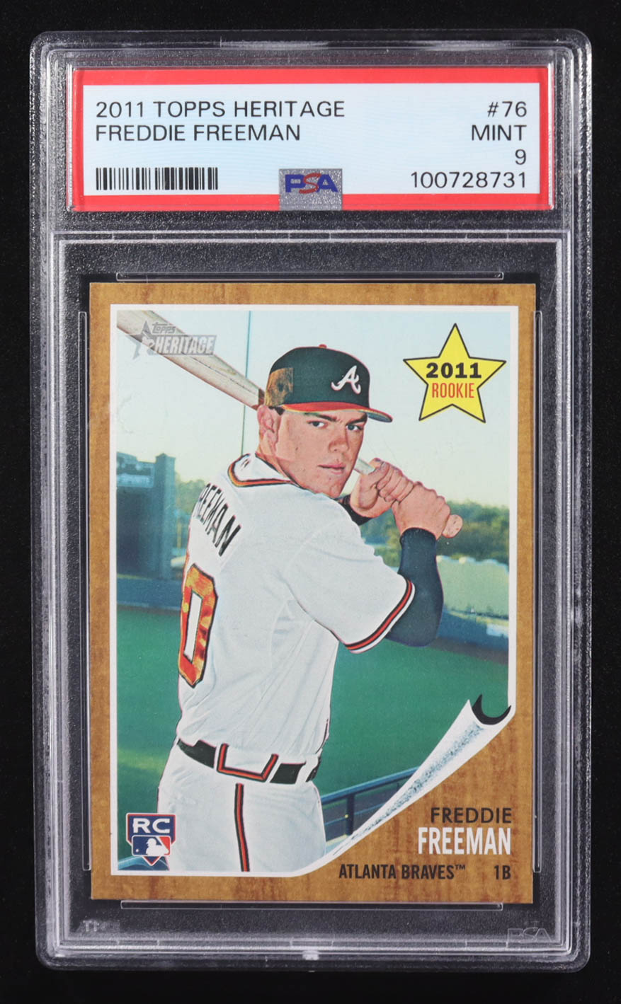 Freddie Freeman 2011 Topps Heritage #76 RC (PSA 9) at PristineAuction.com Freddie Freeman 2011 Topps Heritage #76 RC (PSA 9) at PristineAuction.com