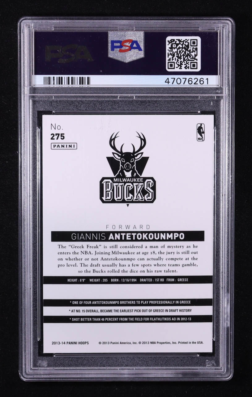 Giannis Antetokounmpo 2013-14 Hoops #275 RC (PSA 10) at PristineAuction.com Giannis Antetokounmpo 2013-14 Hoops #275 RC (PSA 10) at PristineAuction.com
