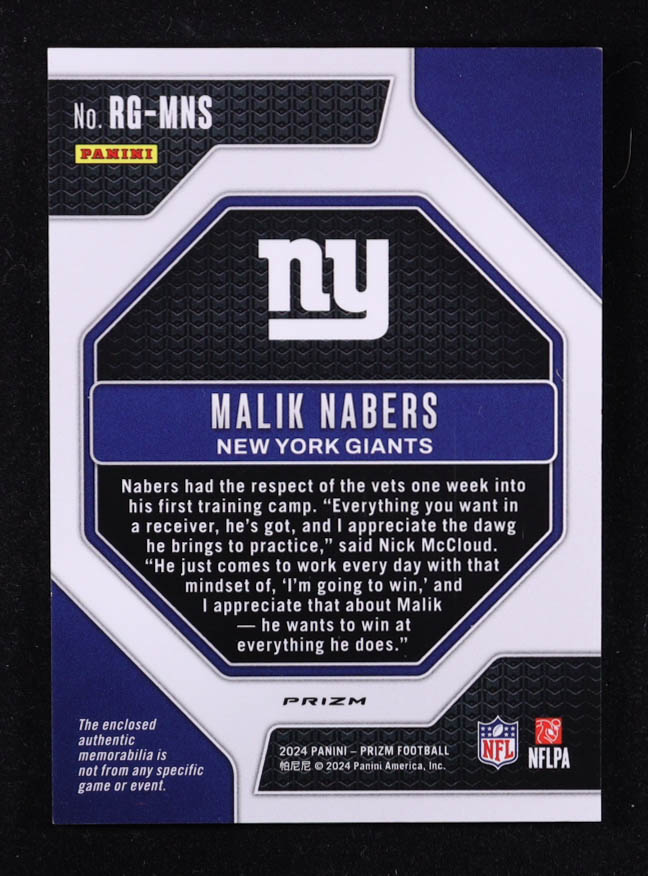 Malik Nabers 2024 Panini Prizm Rookie Gear Neon Green Pulsar #4 RC at PristineAuction.com Malik Nabers 2024 Panini Prizm Rookie Gear Neon Green Pulsar #4 RC at PristineAuction.com