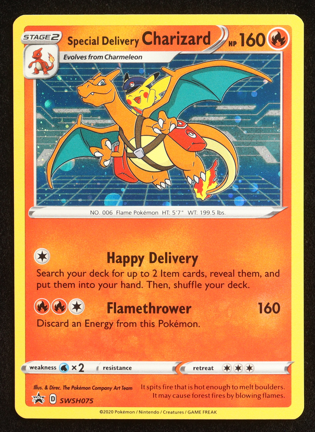 Special Delivery Charizard 2019-22 Pokemon Sword and Shield Black Star Promos #SWSH075 at PristineAuction.com Special Delivery Charizard 2019-22 Pokemon Sword and Shield Black Star Promos #SWSH075 at PristineAuction.com