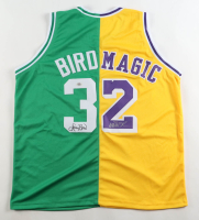 Larry Bird & Magic Johnson Signed Jersey (PSA) at PristineAuction.com