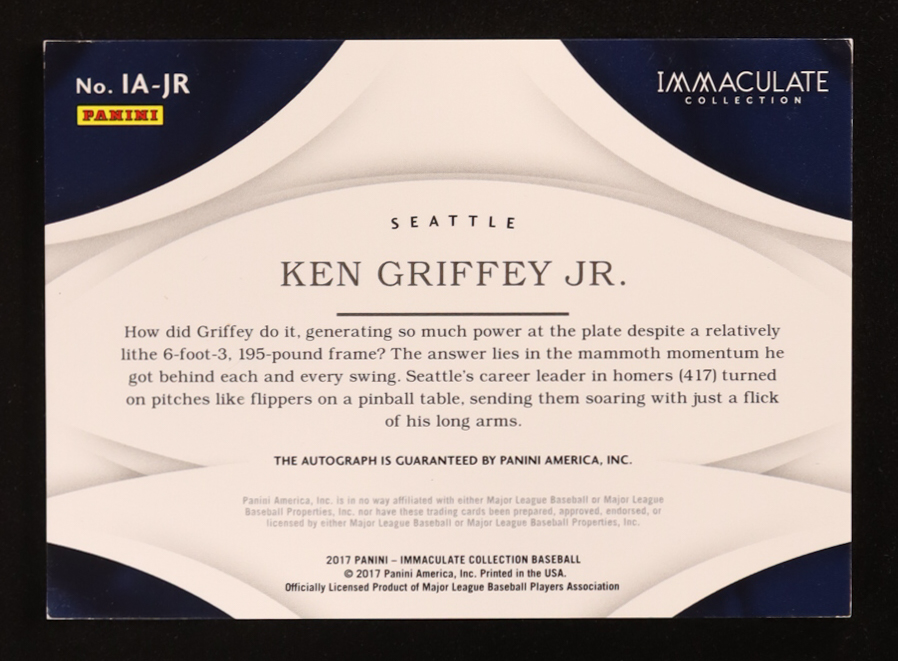 Ken Griffey Jr. 2017 Immaculate Collection Immaculate Autographs #23 #06/10 at PristineAuction.com Ken Griffey Jr. 2017 Immaculate Collection Immaculate Autographs #23 #06/10 at PristineAuction.com