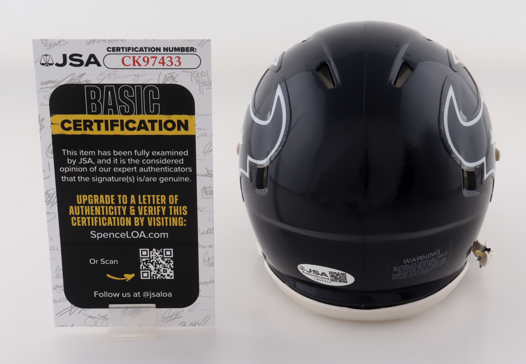 Tank Dell Signed Texans Speed Mini Helmet (JSA) at PristineAuction.com Tank Dell Signed Texans Speed Mini Helmet (JSA) at PristineAuction.com