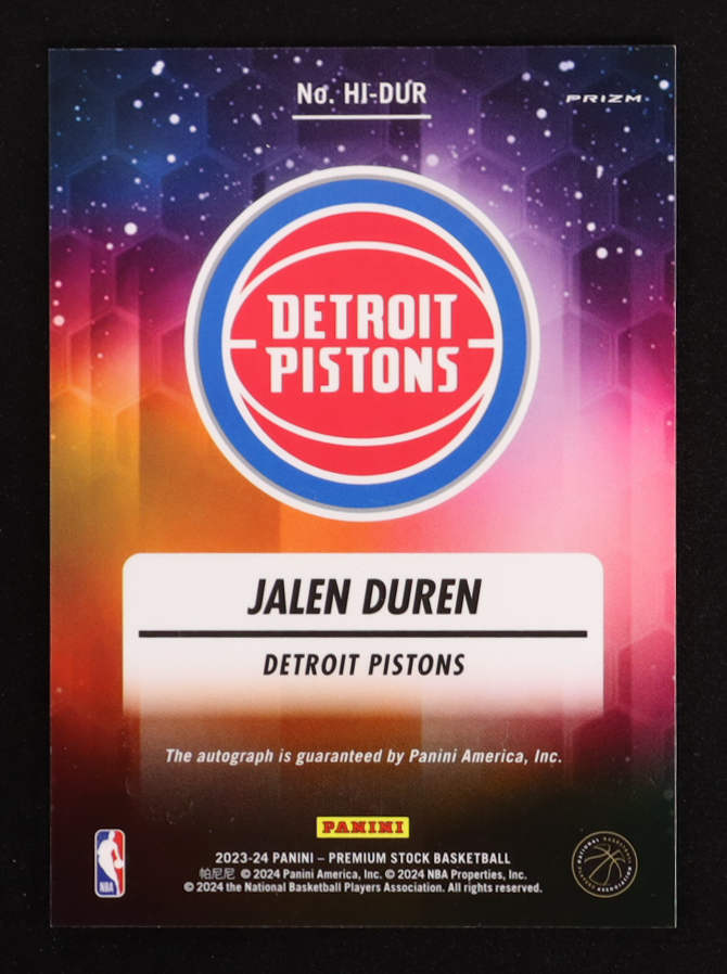 Jalen Duren 2023-24 Hoops Premium Stock Hoops Ink Disco #19 at PristineAuction.com Jalen Duren 2023-24 Hoops Premium Stock Hoops Ink Disco #19 at PristineAuction.com