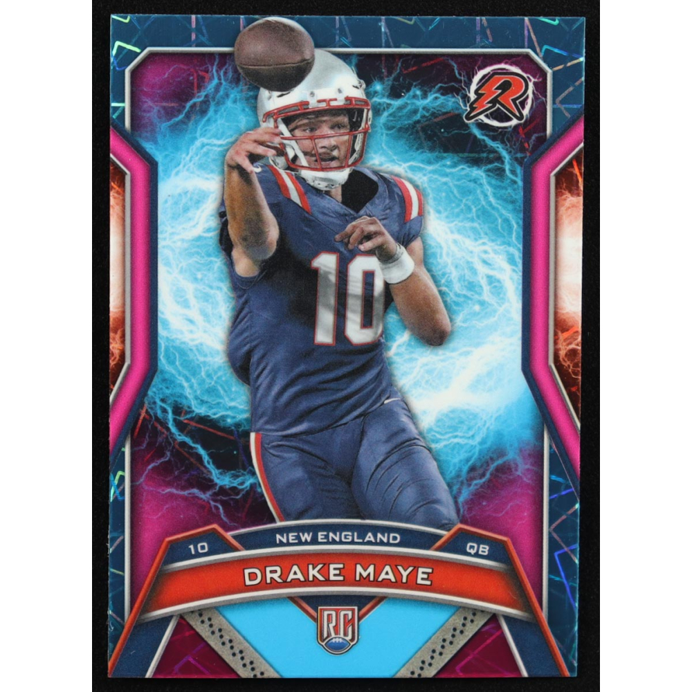 Drake Maye 2024 Topps Resurgence Sky Blue and Pink Lazers #164 RC at PristineAuction.com