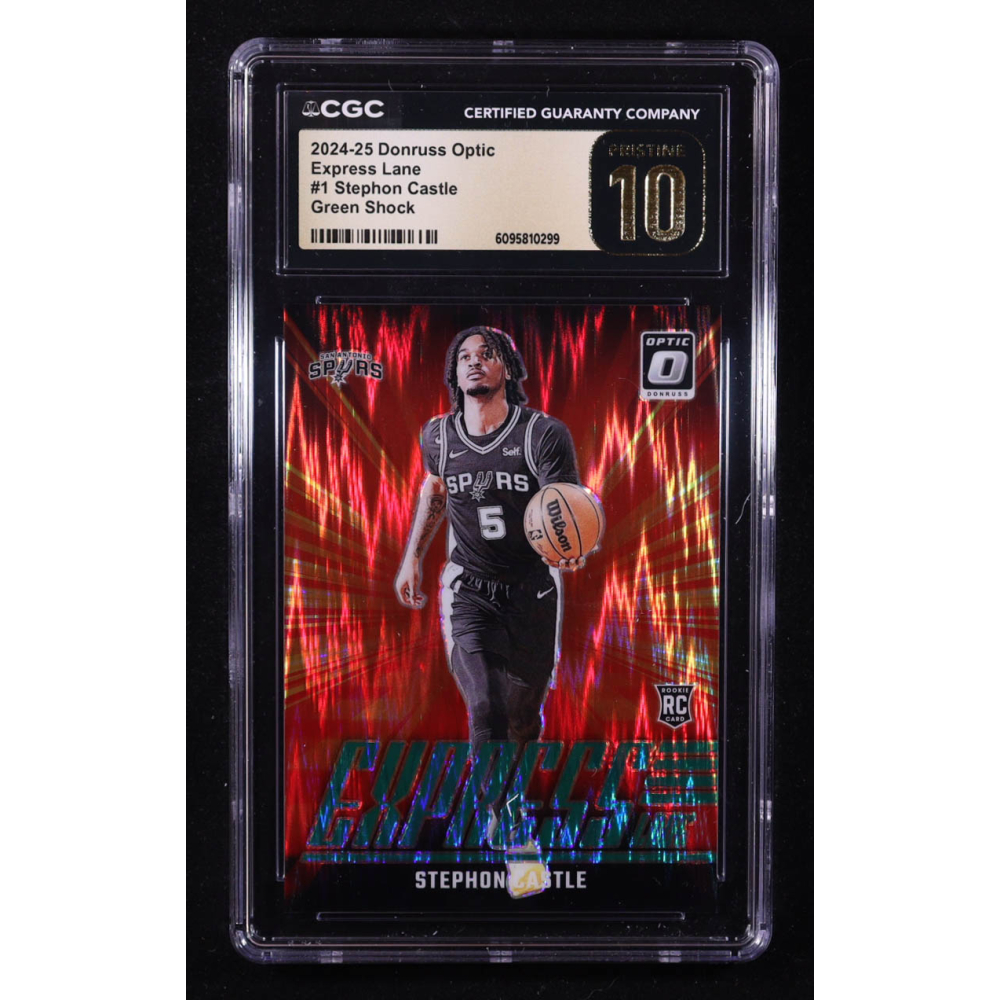 Stephon Castle 2024-25 Donruss Optic Express Lane Green Shock #1 #143/149 RC (CGC 10 Pristine) at PristineAuction.com