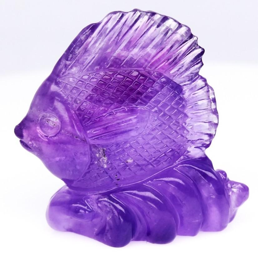 30.34 Carats Natural Amethyst Fish Carving at PristineAuction.com 30.34 Carats Natural Amethyst Fish Carving at PristineAuction.com