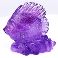 30.34 Carats Natural Amethyst Fish Carving at PristineAuction.com