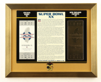 1986 Super Bowl XX Custom Framed Commemorative Ticket Display with 23KT Ticket and Super Bowl Pin at PristineAuction.com