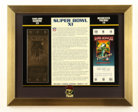 1977 Super Bowl XI Custom Framed Commemorative Ticket Display with 23KT Gold Ticket and Super Bowl Pin at PristineAuction.com