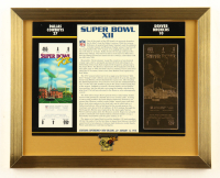 1978 Super Bowl XII Custom Framed Commemorative Ticket Display with 23KT Gold Ticket and Super Bowl Pin at PristineAuction.com