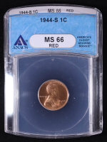 1944-S Lincoln Wheat Penny (ANACS MS66 Red) at PristineAuction.com
