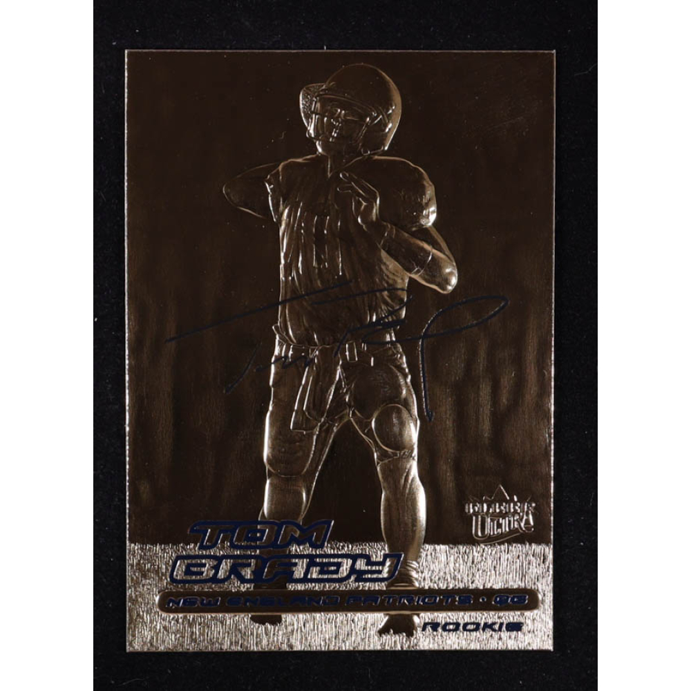 Tom Brady 2000 Fleer Ultra 23Kt Gold Blue Metallic Signature Series RC at PristineAuction.com