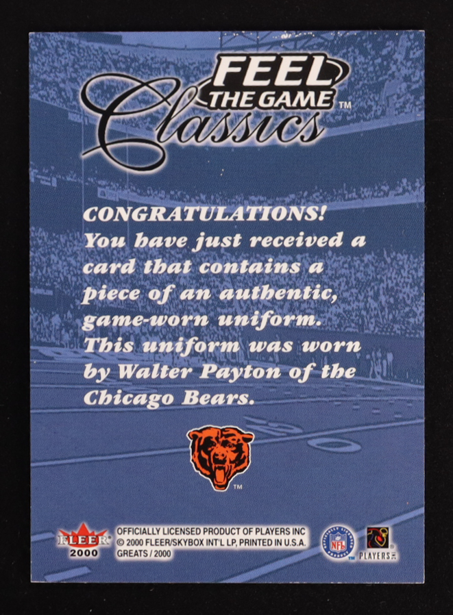 Walter Payton 2000 Greats of the Game Feel the Game Classics #15 at PristineAuction.com Walter Payton 2000 Greats of the Game Feel the Game Classics #15 at PristineAuction.com