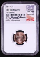 2017-P Union Shield Penny - Lyndall Bass Signed (NGC Gem Uncirculated) at PristineAuction.com