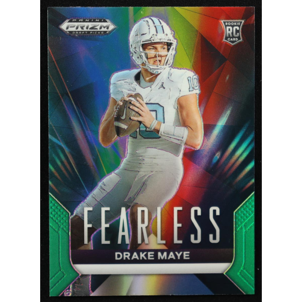 Drake Maye 2024 Panini Prizm Draft Picks Fearless Green #4 RC at PristineAuction.com