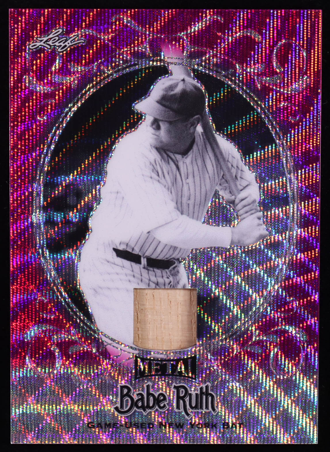 Babe Ruth 2019 Leaf Metal Babe Ruth Game-Used Bat Relic Pink Wave #SB49 #2/4 at PristineAuction.com Babe Ruth 2019 Leaf Metal Babe Ruth Game-Used Bat Relic Pink Wave #SB49 #2/4 at PristineAuction.com