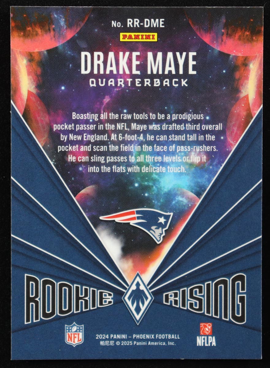 Drake Maye 2024 Panini Phoenix Rookie Rising Purple #44 RC at PristineAuction.com Drake Maye 2024 Panini Phoenix Rookie Rising Purple #44 RC at PristineAuction.com
